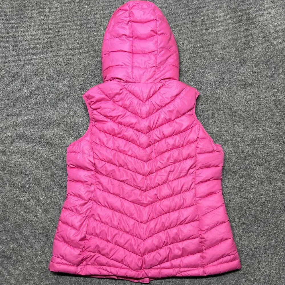 YMI Puffer Vest Juniors Large Pink Hooded Quilted Insulated Lightweight Zip